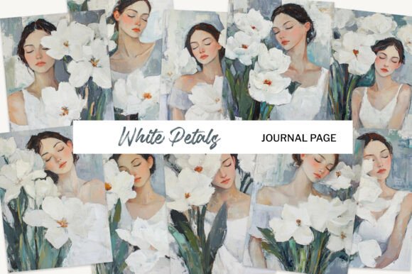 Download Floral Journal Pages - White Petals - Petals Collection