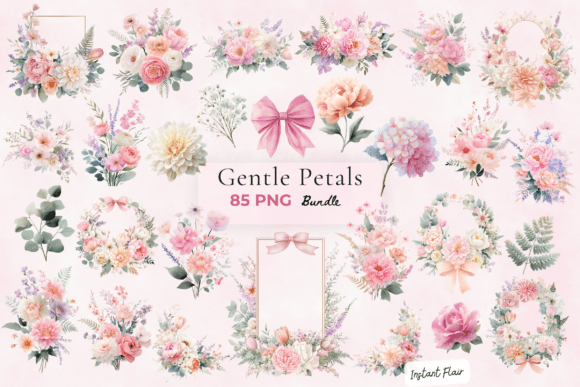 Download Gentle Petals Floral Clipart Bundle - Petals Collection