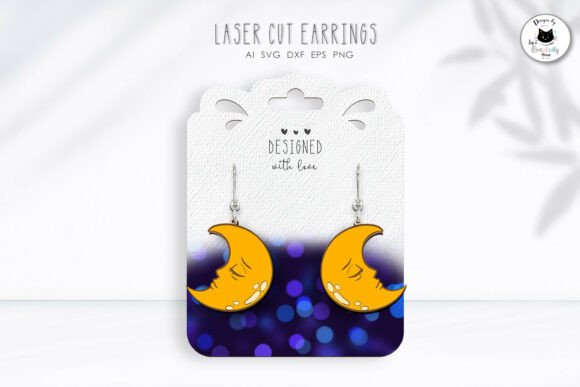 Download Sleepy Moon Earrings Laser Cut SVG - Sleepy moon Collection