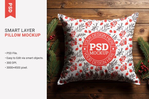 Download Pillow Mockup with Festive Rustic Decor - Rustic decor Collection