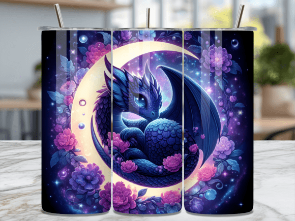 Download Sleepy Moon Night Baby Dragon Tumbler - Sleepy moon Collection