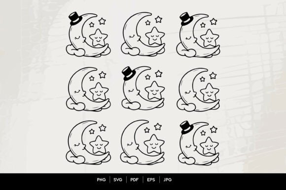 Download Sleepy Moon and Star SVG Set - Sleepy moon Collection