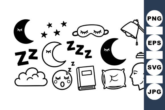 Download Sleepy Moon Night Clipart Set - Sleepy moon Collection