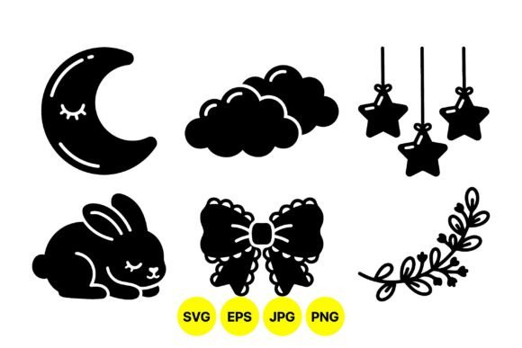 Download Sleepy Moon Baby Clipart Set - Sleepy moon Collection